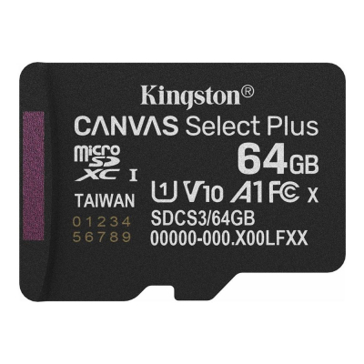 Tarjeta memoria micro secure digital sdxc 64gb kingston canvas select plus clase 10 uhs - 1