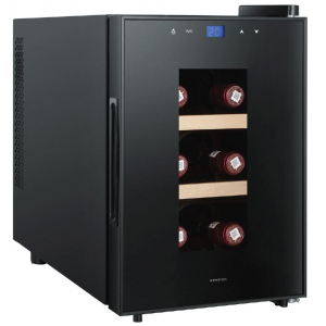 Vinoteca Infiniton WCL-6B, 6 botellas, 37.8 x 24.6 x 50.3 cm, clase G, 92 kWh año, 26dB, display, luz LED, cristal negro