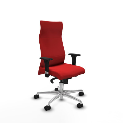 Albacete dirección sincro similpiel rojo brazos 1D cromados base aluminio ruedas 65 nailon