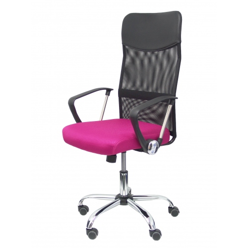 Silla Gontar respaldo malla negro asiento rosa