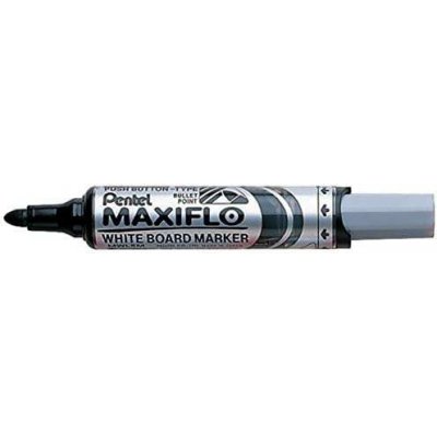 Pentel Maxiflo Rotulador para Pizarra Blanca - Regulacion del Flujo de Tinta - Punta Redonda - Ancho de Linea 2,5mm - 50% de Materiales Reciclados - Color Negro