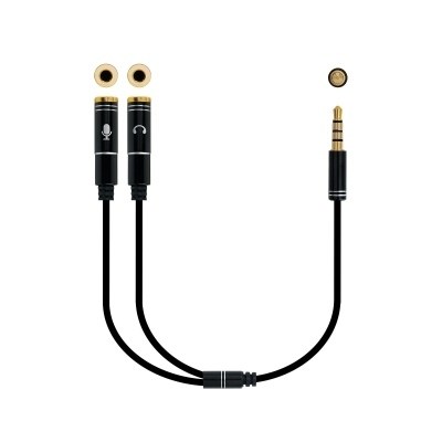 Cable Jack 3,5mm 4C a 2 Jack 3,5mm Hembra MIC/AUR (30 cm.)