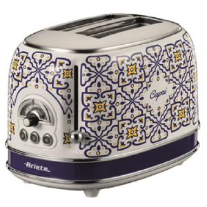 Tostador Ariete 155 Capri, 810W, 2 ranuras cortas, 6 niveles, azul estampado Capri
