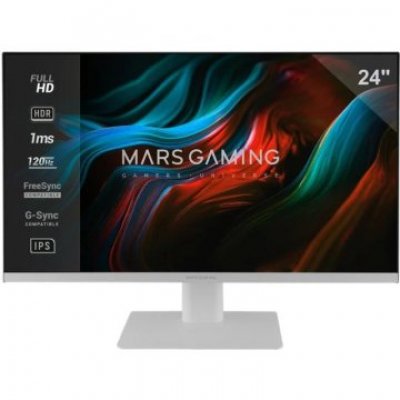 MONITOR 24 DP HDMI MARS GAMING MV24 IPS FHD 120Hz 1MS 250cd/m² VESA 100x100 BLANCO