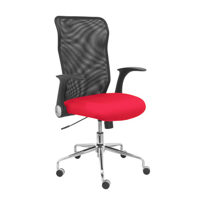 Silla Minaya respaldo malla negro asiento bali rojo