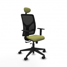 Piqueras y Crespo Motilla traslack malla negra bali verde oliva brazos 1D base piramidal cabecero fijo ruedas 65mm nailon