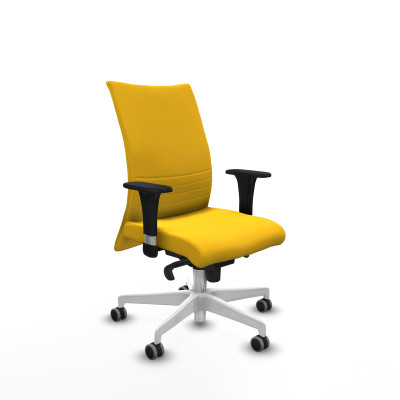 Albacete confidente XL sincro similpiel amarillo brazos 1D cromados base blanca ruedas 65mm engomadas