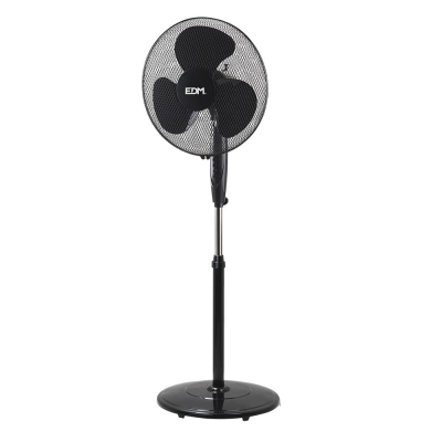 Ventilador de pie base circular, negro, potencia 45 w, aspas ø40 cm, altura regulable 110-130 cm