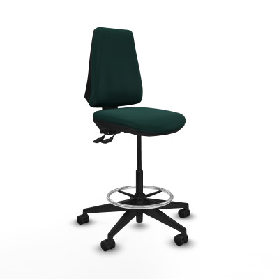 Taburete Elche AS similpiel verde botella base piramidal ruedas 65mm nailon