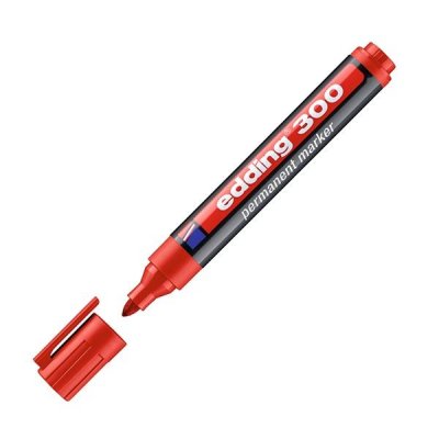 edding Marcador permanente 300 - Punta conica - Trazo 1,5 mm a 3 mm - Color rojo
