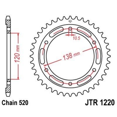 Corona JT 1220 de acero con 36 dientes JTR1220.36