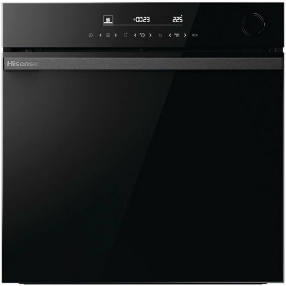 Horno pirolítico Hisense BSA66346PBGWIFI, 77 litros, vapor con depósito, WiFi, sonda térmica, Air Fry, guía telescópica, clase A+, cristal negro