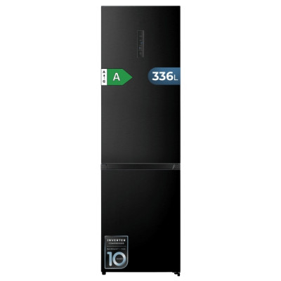 Cecotec Bolero CoolMarket Combi 336 Dark a Frigorifico Combi - Capacidad 336L - Silencioso 35dB - Compresor Inverter - Silencioso - Frio Envolvente - Clase A - 59.5×57.9×201.72cm - Color Negro