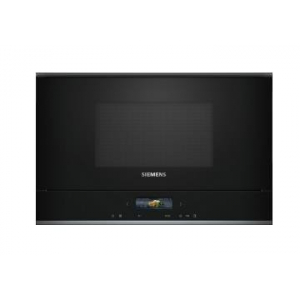Microondas integrable Siemens BE732L1B1, Serie iQ700, 21 litros, 900W, con grill, Hidrolítico, 5 potencias, 10 programas, Inverter, apertura lateral izquierda, negro