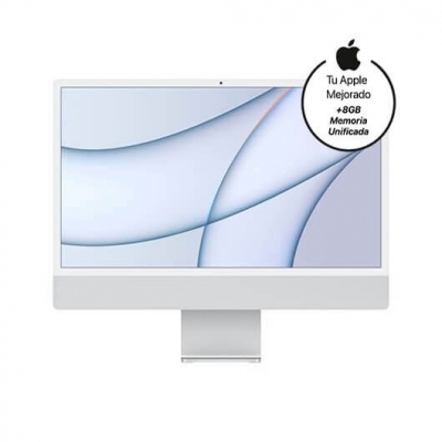 Ordenador all in one apple imac 24pulgadas retina 4.5k silver 2021chip m1 8c - 16gb - ssd 512gb - gpu 8c