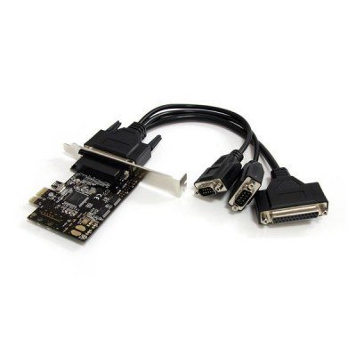 Tarjeta Adaptadora PCI Express PCIe 2 Puertos Serie 1 Paralelo con Cable Multiconector RS232 Serial