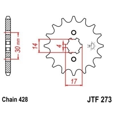 Piñon JT 273 de acero con 15 dientes JTF273.15