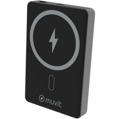 Powerbank 10000mAh Muvit For Change MCCHP0010/ 20W/ Wireless/ Negra/ Incluye Cable USB Tipo-C