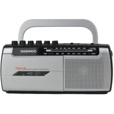 Radio Cassete Daewoo DW1107/ con Cable/ a Pilas/ Negra y Plateada