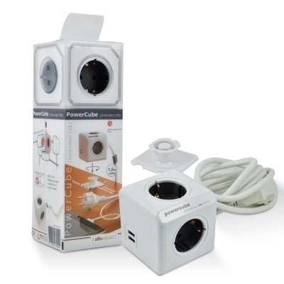 PowerCube Regleta 4 Enchufes y 2 USB con Cable 1,5m
