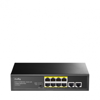 SWITCH CUDY 8-PORT 10/100M POE + 2 GB UPLINK PORTS 120W