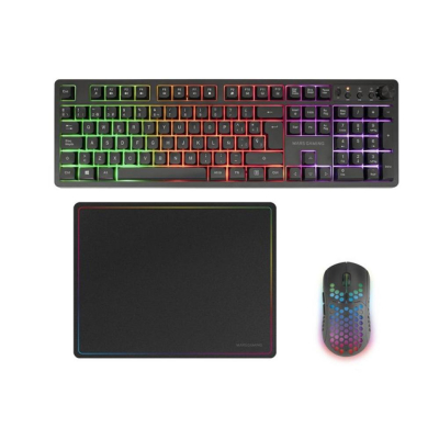 Teclado + raton mars gaming mcpwxes inalambrico negro + alfombrilla