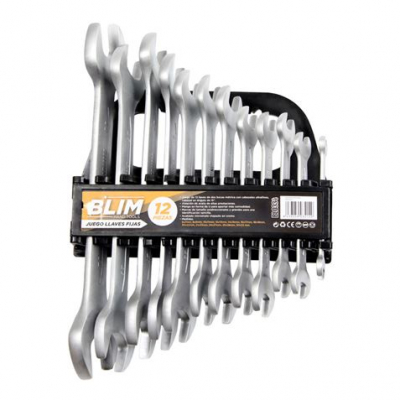 Blim Juego de 12 Llaves de Dos Bocas Metrica - Cabezales Ultrafinos - Cabezal en Angulo de 15° - Aleacion de Acero de Altas Prestaciones - Mango en Forma de U - Marcas de Tamaño Unidireccionales - Aca