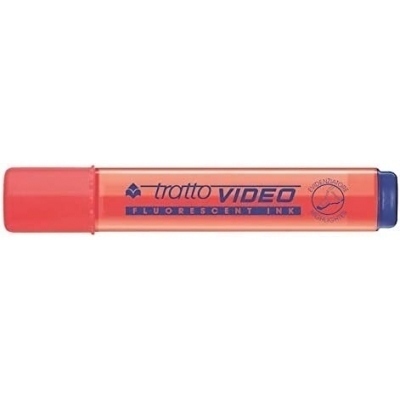 Tratto Video Marcador Fluorescente - Punta Biselada - Tinta Base de Agua - Secado Rapido - Color Rojo Fluorescente