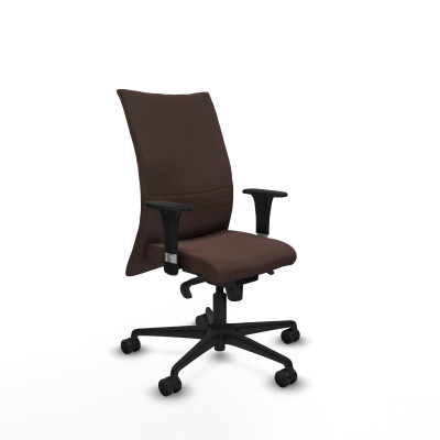 Albacete confidente XL sincro similpiel marrón oscuro brazos 1D cromados base nailon ruedas 65 mm nailon