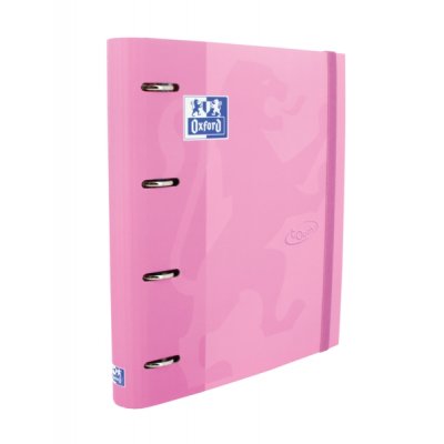 Oxford Touch A4+ Europeanbinder - Tapa Extradura Resistente - Lomo de 45mm - Anillas 4Dx35mm - Recambio 5x5 Incluido - Color Fucsia Pastel