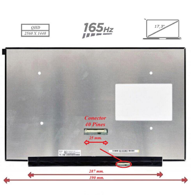 Pantalla para portátil LED 17.3\ Slim 40 Pines QHD (2560x1440) 165 Hz Sin brackets / NE173QHM-NY1
