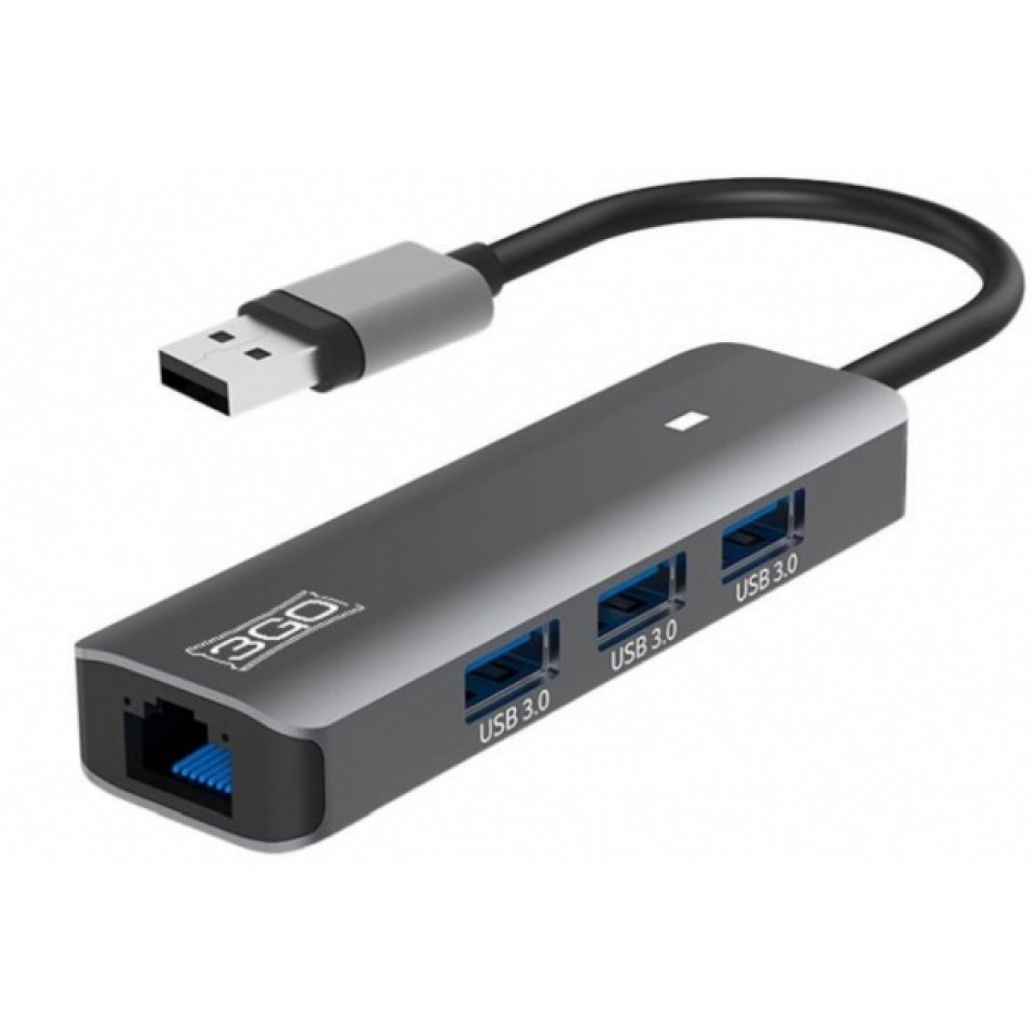 3GO HUB USB C 3.0 3 PUERTOS USB3.0 + ETHERNET 1PTO