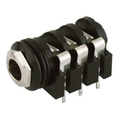 Conector JACK 6,3mm Hembra Stereo Cto.Imp. C/tuerc