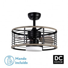 Ventilador Dc 24w Pella Negro/Madera 3 Aspas 50d 2540lm 6 Velocidades 3000-4000-6000k C/remoto, Memoria Y Temporizador