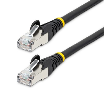 Cable de 1m de Red Ethernet CAT6a - Negro - Low Smoke Zero Halogen (LSZH) - 10GbE - 500MHz - PoE++ de 100W - Snagless sin Pestillo - RJ-45 - Cable de Red S/FTP
