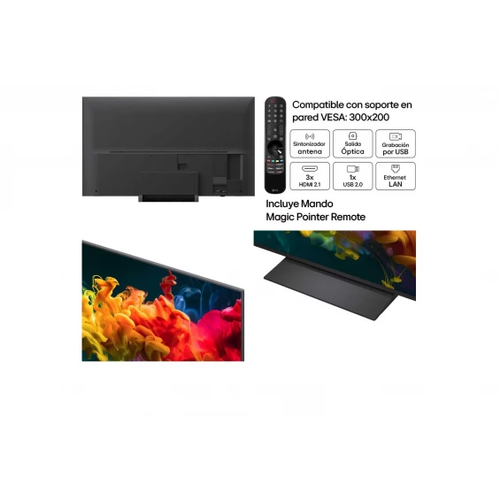 Televisor QNED evo MiniLED LG 65QNED8EB3B, 65 pulgadas, 4K UltraHD, 60Hz, Smart TV webOS 26, HDR10, clase F, negro - imagen 3