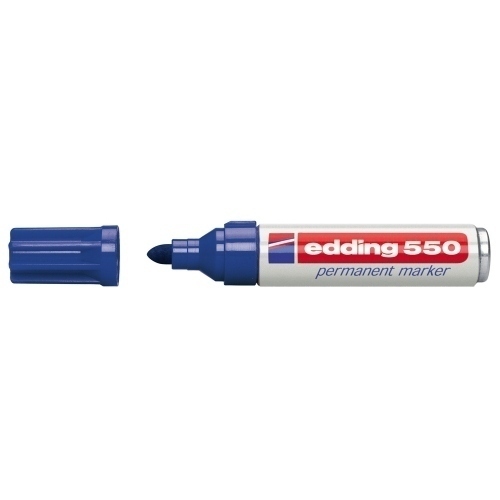 Edding 550 Rotulador Permanente - Punta Redonda - Trazo entre 3 y 4 mm. - Recargable - Secado Rapido - Color Azul