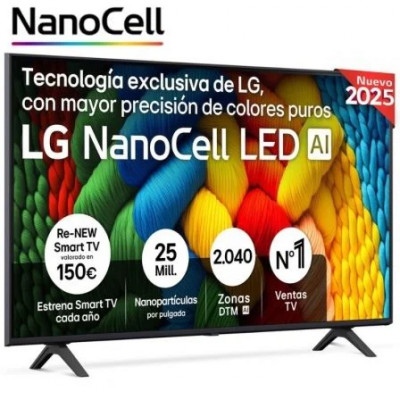 Televisor LG NanoCell 55NANO80A6B 55/ Ultra HD 4K/ Smart TV/ WiFi