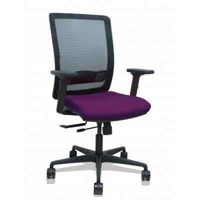 Silla Haches traslack malla negra asiento bali morado brazos 2D ruedas 65mm