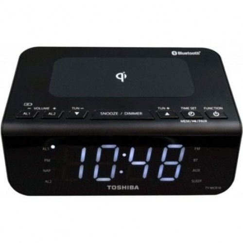 Despertador Toshiba TY-WCR10/ Radio FM/ Puerto de Carga USB/ Base de Carga Inalámbrica