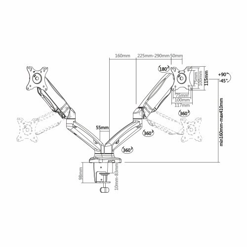 AISENS - Soporte de Mesa ECO Giratorio e Inclinable para Monitor/TV 9Kg (3  Pivotes, 1 Brazo) de 17-32, Negro - AISENS®