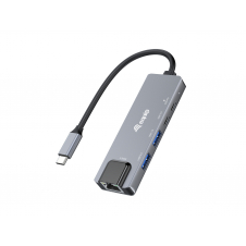 Equip 133496 Adaptador multifunción 5 en 1, 2,5 GbE, USB-A x 2, USB-C x 1, USB-C , 100 W USB PD
