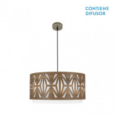 Colgante Katerina 3xe27Cuero/madera Oscura Regx60x60 cm