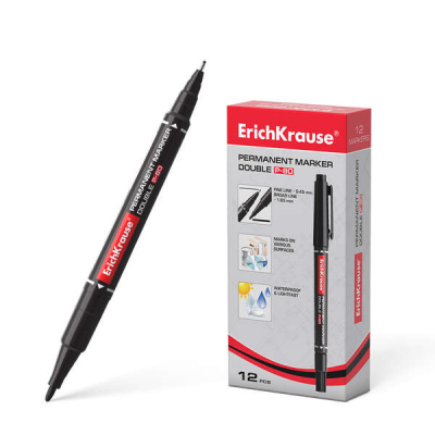 Erichkrause Double P-80 Doble Cara Marcador Permanente - Universal y Fineliner 2 en 1 - Tinta a Base de Alcohol Resistente al Agua y a los Rayos UV - Secado Rapido - No Toxico - Vida Util de 5 Años -