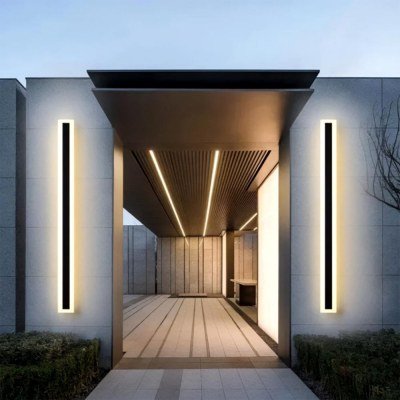 Aplique pared exterior25w 115cm aplique exterior largoaplique de diseño impermeables ip65blanco natural 4000kac220v aplique de exterior led negro