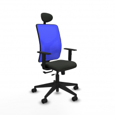 Piqueras y Crespo Motilla traslack malla azul bali negro brazos 1D base piramidal cabecero fijo ruedas 65mm nailon