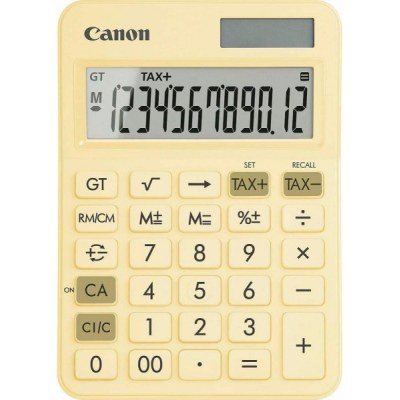 Canon LS-125KB Calculadora de Sobremesa con Pantalla LCD de 12 Digitos - Raiz Cuadrada, Calculo de Constantes, Gran Total, Cambio de Signo etc... - Alimentacion Solar y Pilas - Color Amarillo