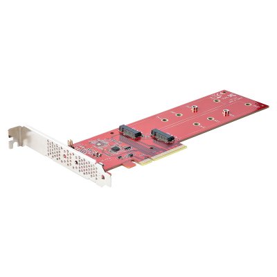 Tarjeta PCIe Adaptadora para 2 SSDs M.2, PCI Express x8 o x16 a NVMe Doble o SSDs M.2 AHCI, PCI Express 4.0, 7,8Gbps por Unidad con Bifurcación - Windows o Linux