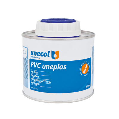 Pvc uneplas, bote metálico 500ml con pincel a2041 unecol