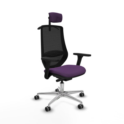 Mardos traslack bali morado brazos 3D base aluminio ruedas 65mm engomadas cabecero 2D perchero